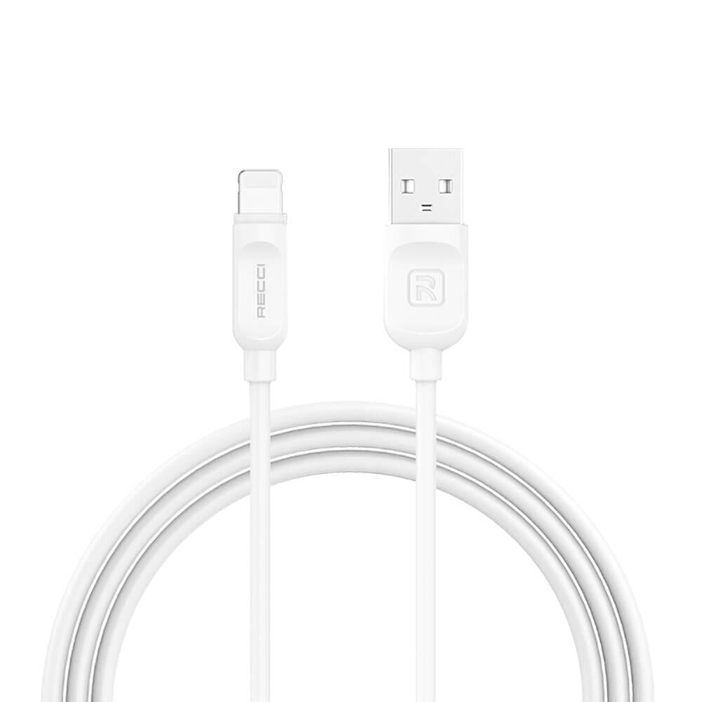 RECCİ RCL-P100 Shell City of Sky Serisi 2.4A Lightning USB Şarj Kablosu Beyaz 1metre
