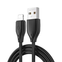 WİWU A-L Pioneer Wİ-C001 Ultra Esnek Lightning USB Şarj Kablosu Siyah 1metre