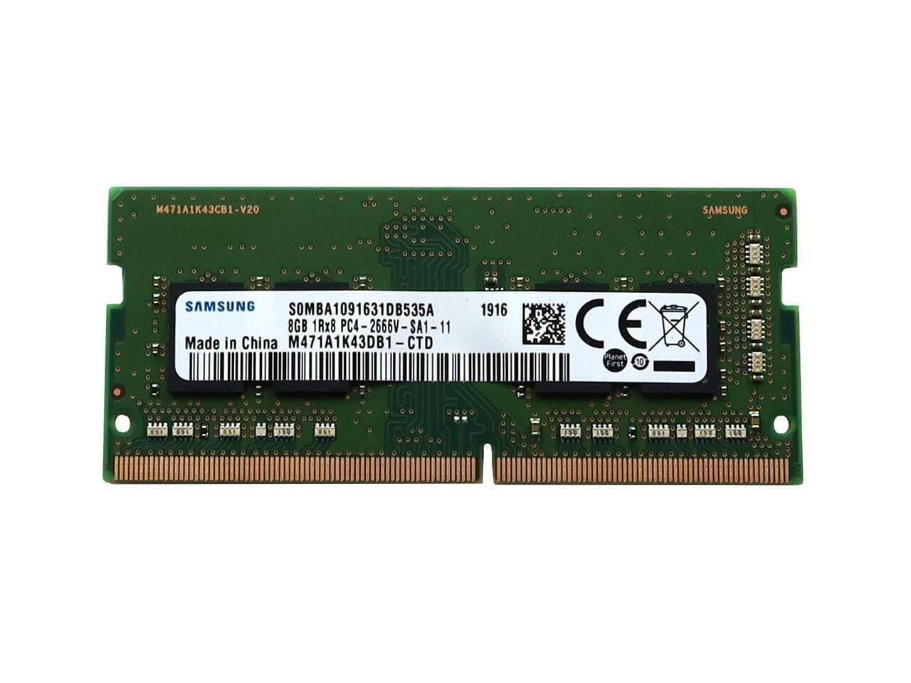 SAMSUNG 8GB DDR4 2666MHz 1Rx8 PC4-2666V CL19 SODIMM Notebook Ram M471A1K43DB1-CTD
