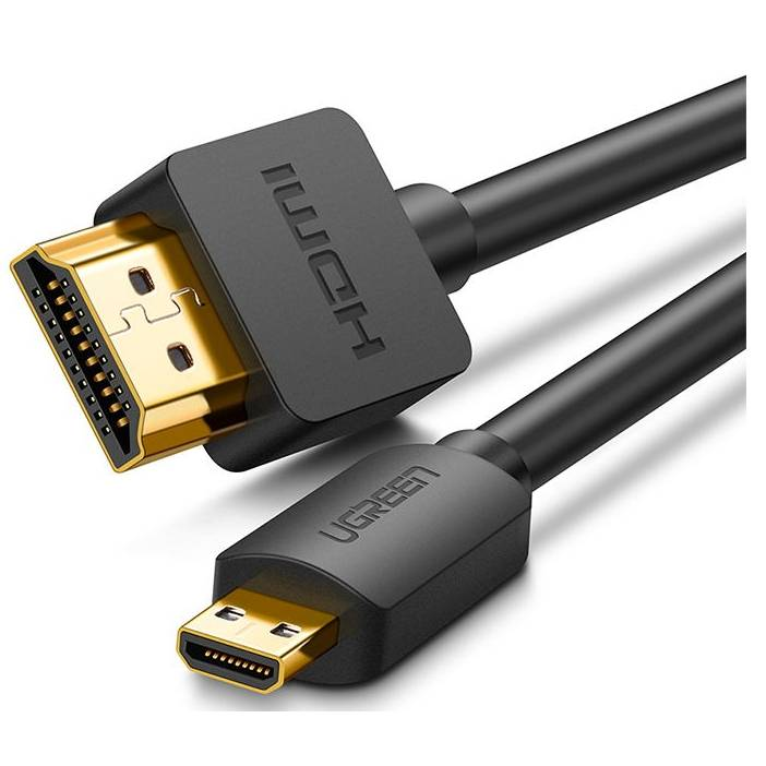 UGREEN 11167 HD108 4K 60Hz 18Gbps Mini HDMI 2.0 Erkek to HDMI 2.0 Erkek Çift Yönlü Görüntü ve Ses Kablosu Örgülü Siyah 1.5metre