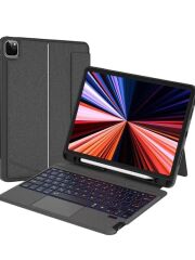 WİWU Apple iPad Air 3 10.5'' (2019) Siyah Mag Touch Combo Led Işıklı Magnetik Standlı Klavyeli Kılıf