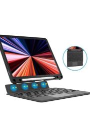 WİWU Apple iPad 10.2'' 7. Nesil  (2019) Siyah Mag Touch Combo Led Işıklı Magnetik Standlı Klavyeli Kılıf