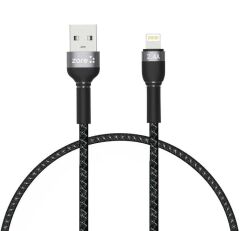 ZORE Shira Lightning 2.4A 12W USB Şarj Kablosu Siyah 30cm