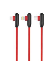 XİPİN LX19 Micro 5A USB Şarj Kablosu Beyaz Kırmızı 1.2metre