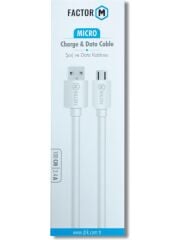 FACTOR-M Micro 2.4A USB Şarj Kablosu Beyaz 1metre