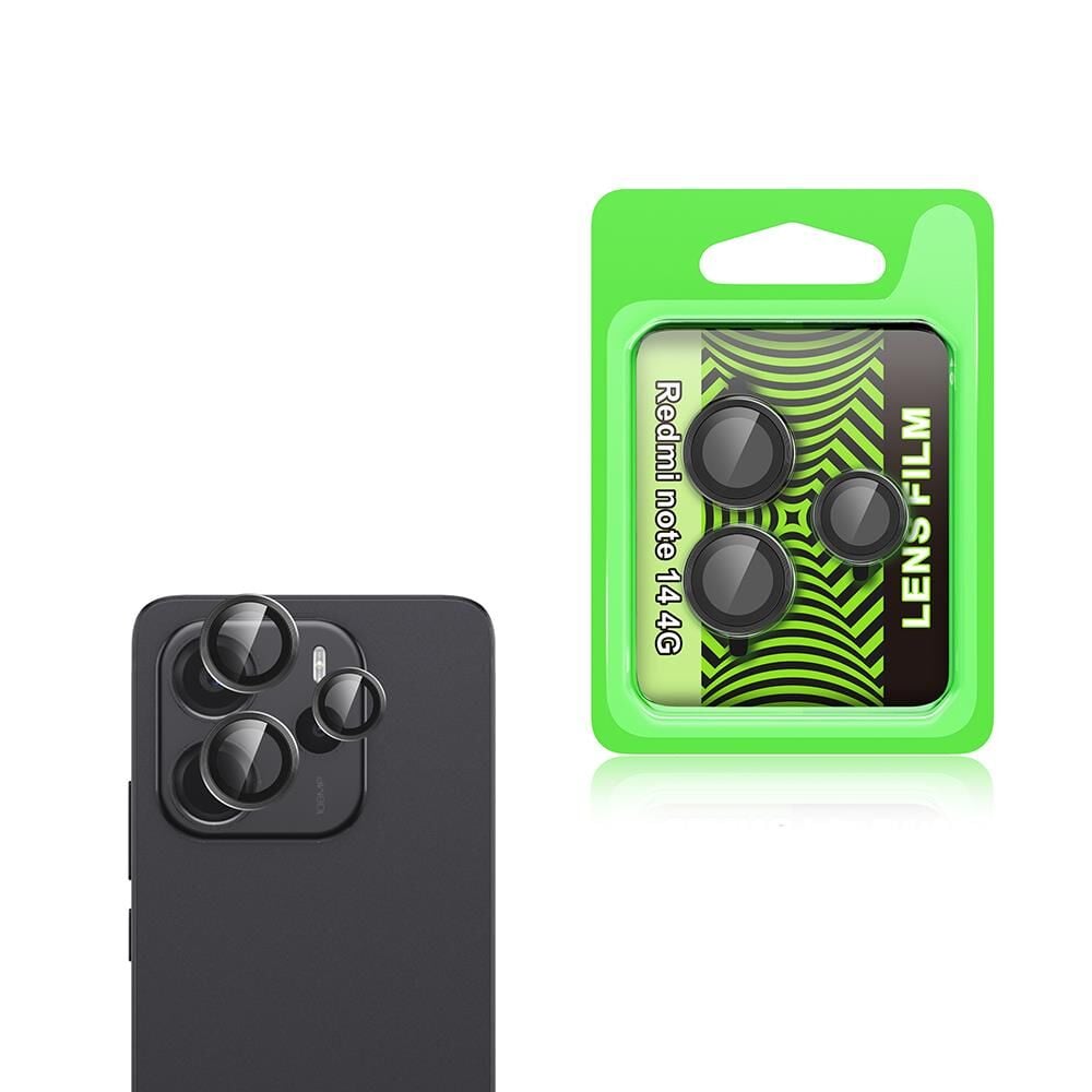 ZORE XİAOMİ Redmi Note 14 4G Siyah CL-07 Temperli Cam Kamera Lens Koruyucu