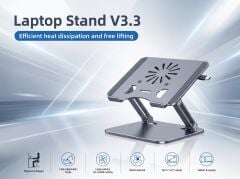EX V3.3 USB Fanlı Yükseklik ve Açı Ayarlanabilir Katlanabilir 16 inç Alüminyum Notebook Soğutucu Stand Gümüş