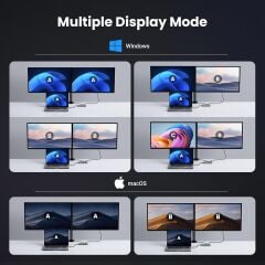 UGREEN 15852 CM498 Revodok 6 in 1 USB-C to 2xUSB-A 3.0 Çoklayıcı HDMI 4K 60Hz HDMI 8K 30Hz USB-C 3.0 5Gbps USB-C PD 100W Şarj Desteği Çok Fonksiyonlu Bağlantı İstasyonu