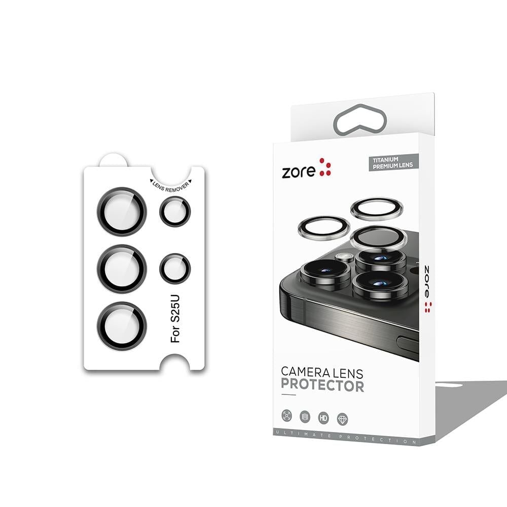 ZORE SAMSUNG Galaxy S25 Ultra Siyah CL-12 Premium Safir Parmak İzi Bırakmayan Anti-Reflective Kamera Lens Koruyucu