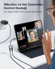 UGREEN 60164 CM231 2 in 1 USB-C to 3.5mm Aux 24bit 96kHz DAC PD Hızlı Şarj Ses Adaptörü Gri 10cm