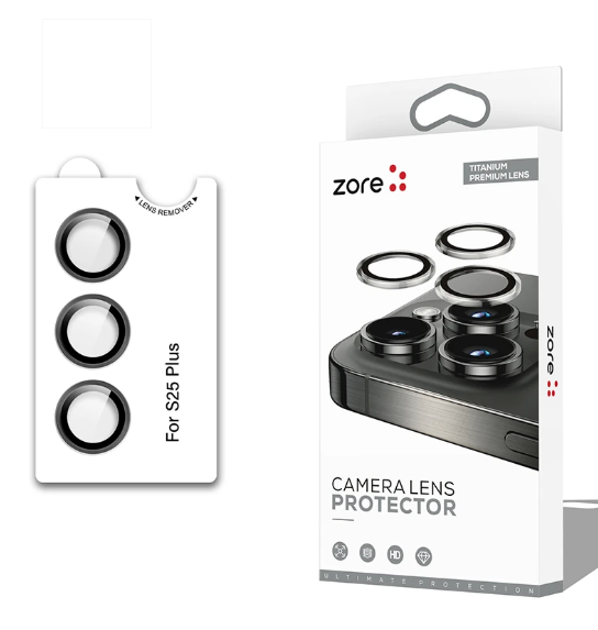 ZORE SAMSUNG Galaxy S25+ Plus Siyah CL-12 Premium Safir Parmak İzi Bırakmayan Anti-Reflective Kamera Lens Koruyucu