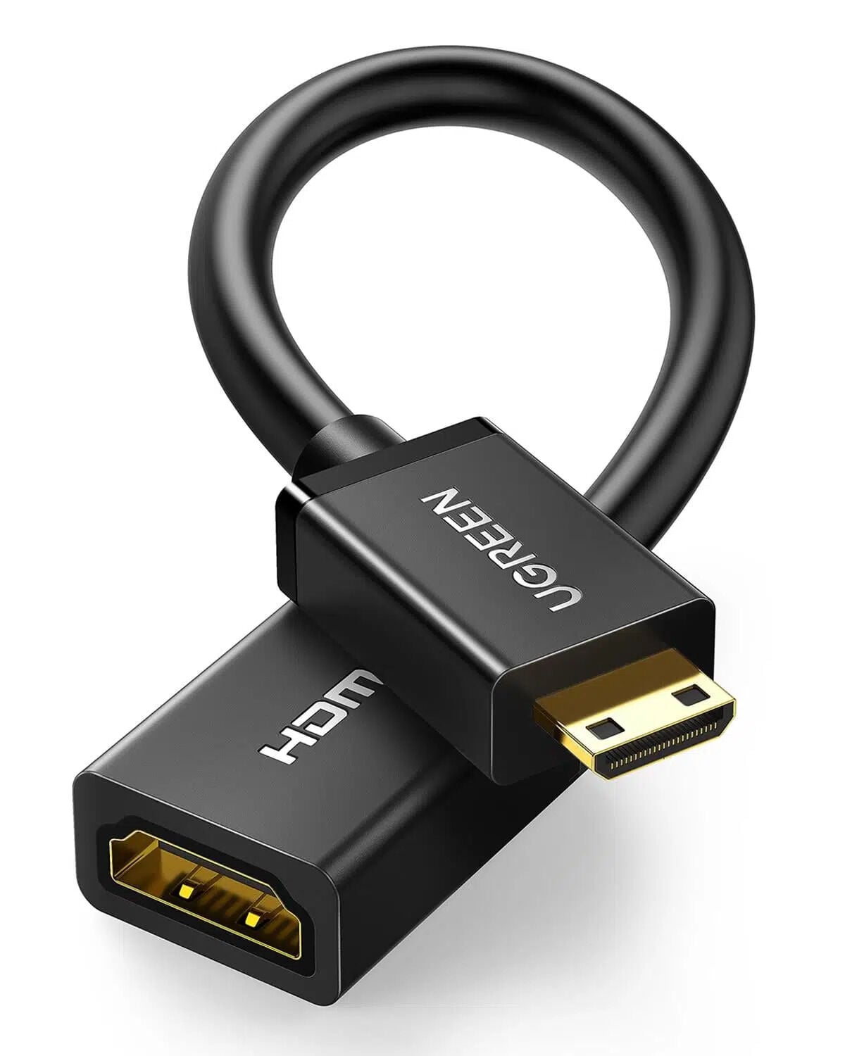 UGREEN 20137 Mini HDMI 2.0 Erkek to HDMI Dişi 4K 60Hz HDMI 2.0 Dönüştürücü Görüntü ve Ses Kablosu Siyah 22cm