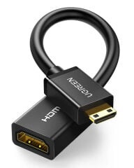 UGREEN 20137 Mini HDMI 2.0 Erkek to HDMI Dişi 4K 60Hz HDMI 2.0 Dönüştürücü Görüntü ve Ses Kablosu Siyah 22cm