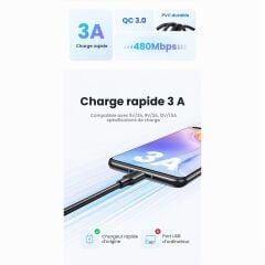 UGREEN 60118 US287 Qualcomm 3.0 USB-A to USB-C Hızlı Şarj Kablosu Siyah 2metre - 2