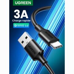 UGREEN 60118 US287 Qualcomm 3.0 USB-A to USB-C Hızlı Şarj Kablosu Siyah 2metre