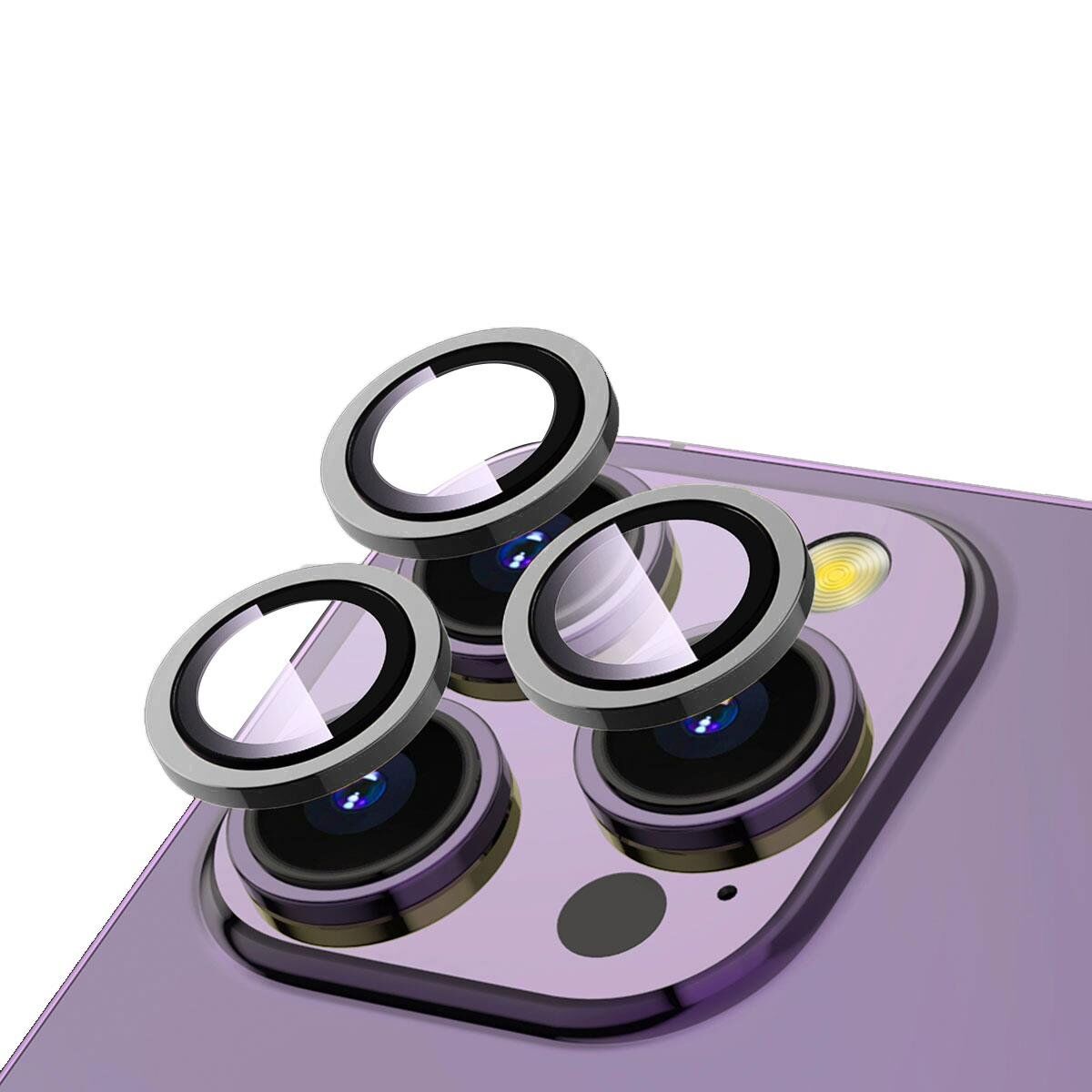 ZORE APPLE iPhone 15 Pro 15 Pro Max Titanyum Gray CL-12 Premium Safir Parmak İzi Bırakmayan Anti-Reflective Kamera Lens Koruyucu