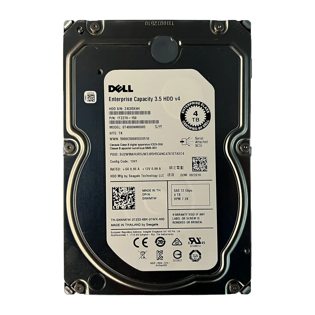 DELL EnterPrise 4TB 7.2K 12G SAS 3.5 inç Server Sunucu Harddisk ST4000NM0005 1TZ279-150 0XWM1W