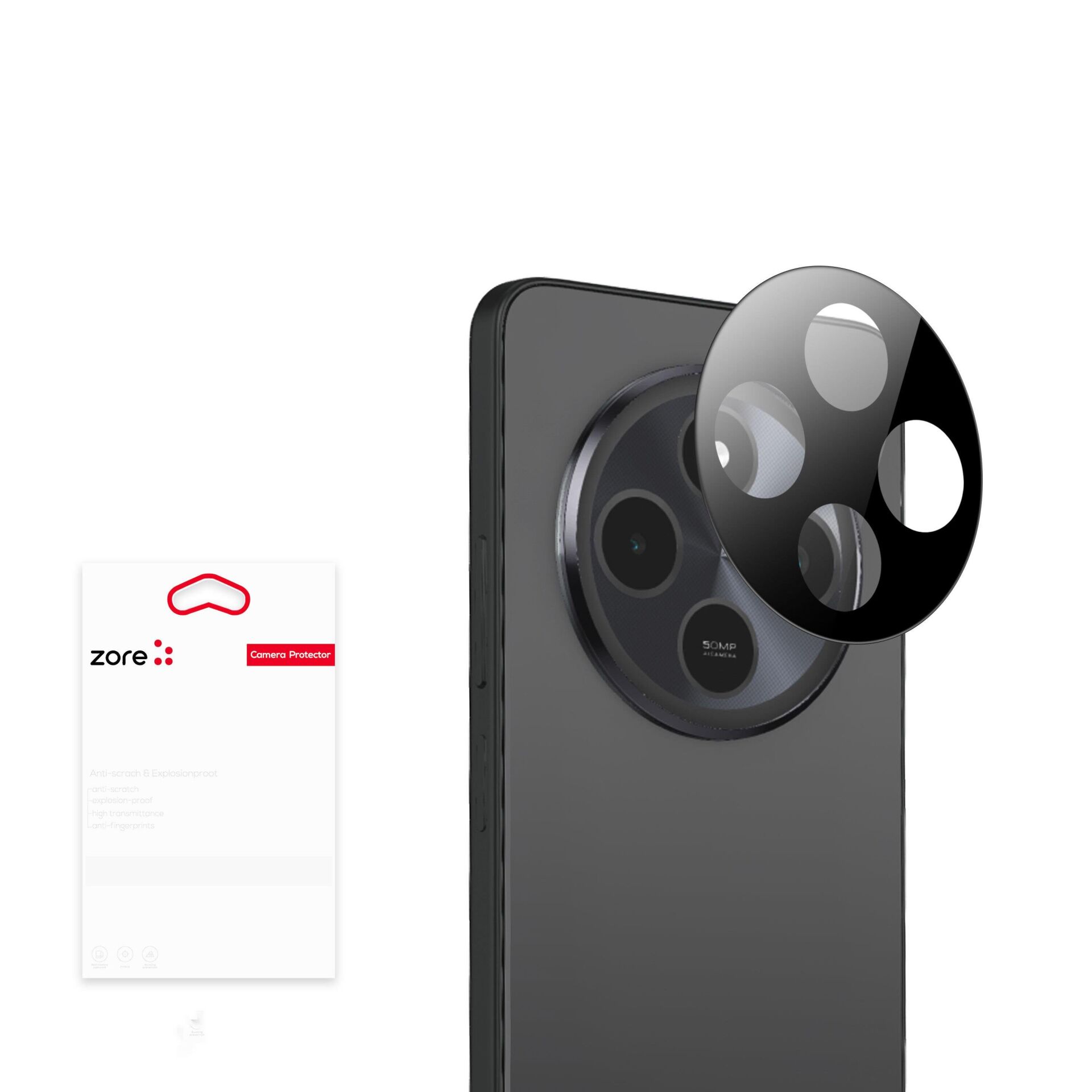 ZORE XİAOMİ Redmi 14C Siyah 3D Kamera Camı Kamera Lens Koruyucu