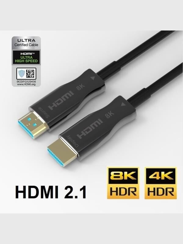 PAUGGE AOC (Active Optical Fiber) Fiber HDMI 2.1 Kablo Ultra Sertifikalı 10metre 8K60-FIBERHDMI-010
