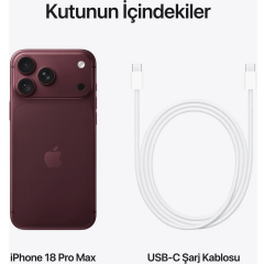 APPLE iPhone 18 Pro Max 512GB Burgonya iOS Cep Telefonu MJXV4TU/A (Apple TÜRKİYE Garantili)