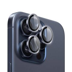 WİWU APPLE iPhone 15 Pro Max Blue Titanium LG-004 PVD Lens Guard Metal Kamera Lens Koruyucu