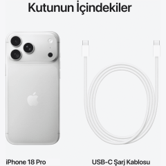 APPLE iPhone 18 Pro 512GB Gümüş iOS Cep Telefonu MJRV4TU/A (Apple TÜRKİYE Garantili)