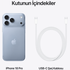 APPLE iPhone 18 Pro 512GB Buz Mavisi iOS Cep Telefonu MJRX4TU/A (Apple TÜRKİYE Garantili)