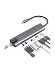 8 in 1 Ethernet SD USB Type-C Hub HDMI Girişli MacBook Çevirici