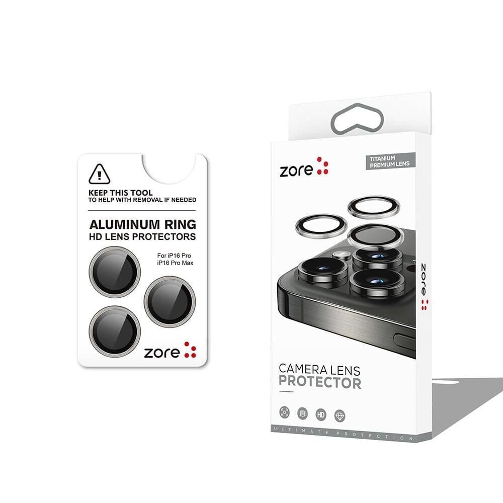 ZORE APPLE iPhone 16 Pro 16 Pro Max Titanium Gray CL-12 Premium Safir Parmak İzi Bırakmayan Anti-Reflective Kamera Lens Koruyucu