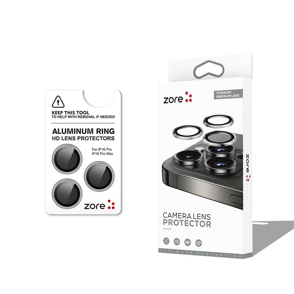 ZORE APPLE iPhone 16 Pro 16 Pro Max Titanium Gray CL-12 Premium Safir Parmak İzi Bırakmayan Anti-Reflective Kamera Lens Koruyucu