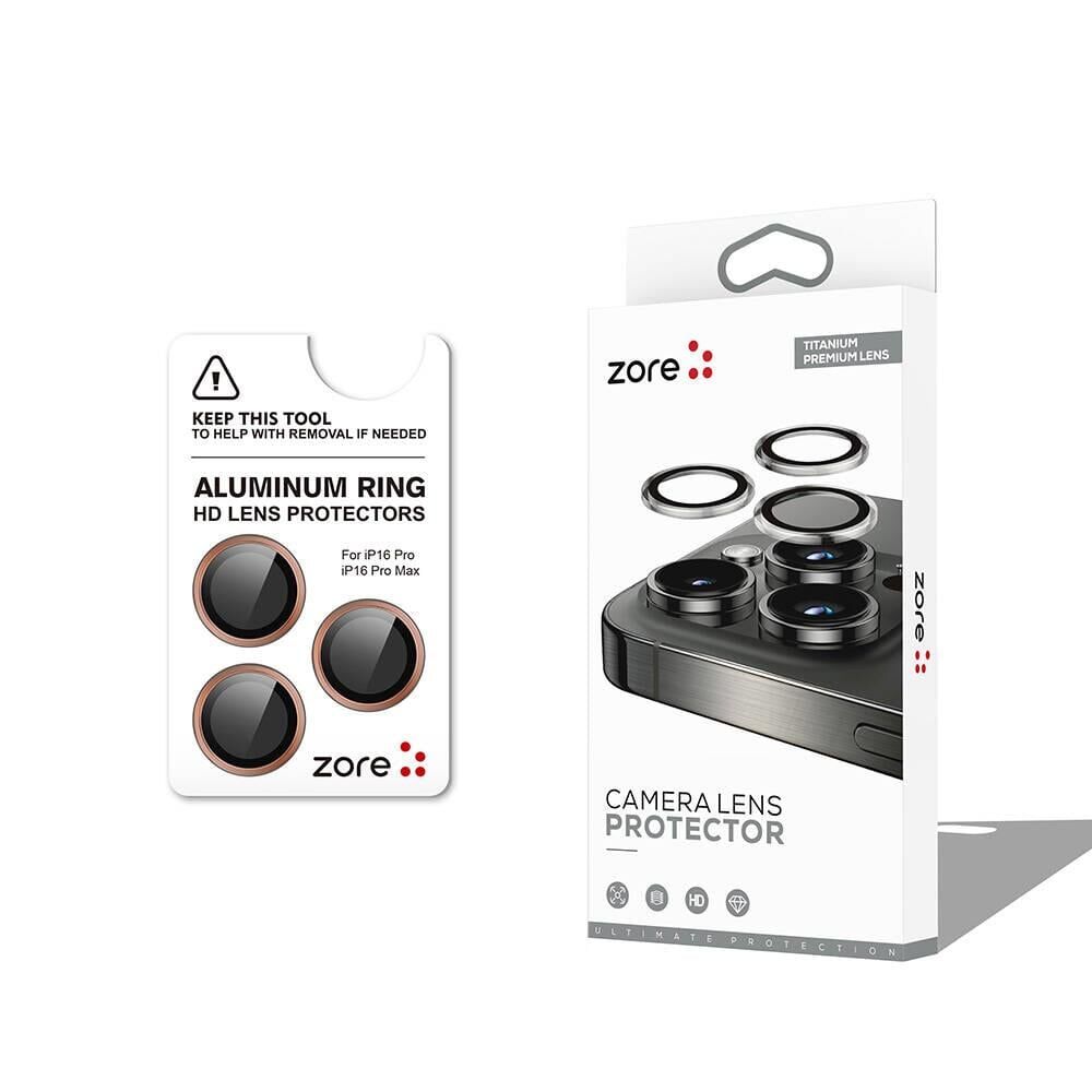ZORE APPLE iPhone 16 Pro 16 Pro Max Bej Gold CL-12 Premium Safir Parmak İzi Bırakmayan Anti-Reflective Kamera Lens Koruyucu