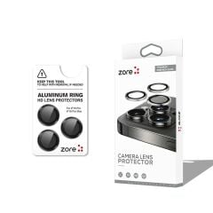 ZORE APPLE iPhone 16 Pro 16 Pro Max Siyah CL-12 Premium Safir Parmak İzi Bırakmayan Anti-Reflective Kamera Lens Koruyucu