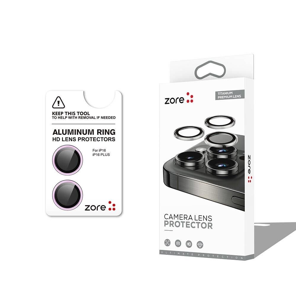 ZORE APPLE iPhone 16 16 Plus Rose Pink CL-12 Premium Safir Parmak İzi Bırakmayan Anti-Reflective Kamera Lens Koruyucu