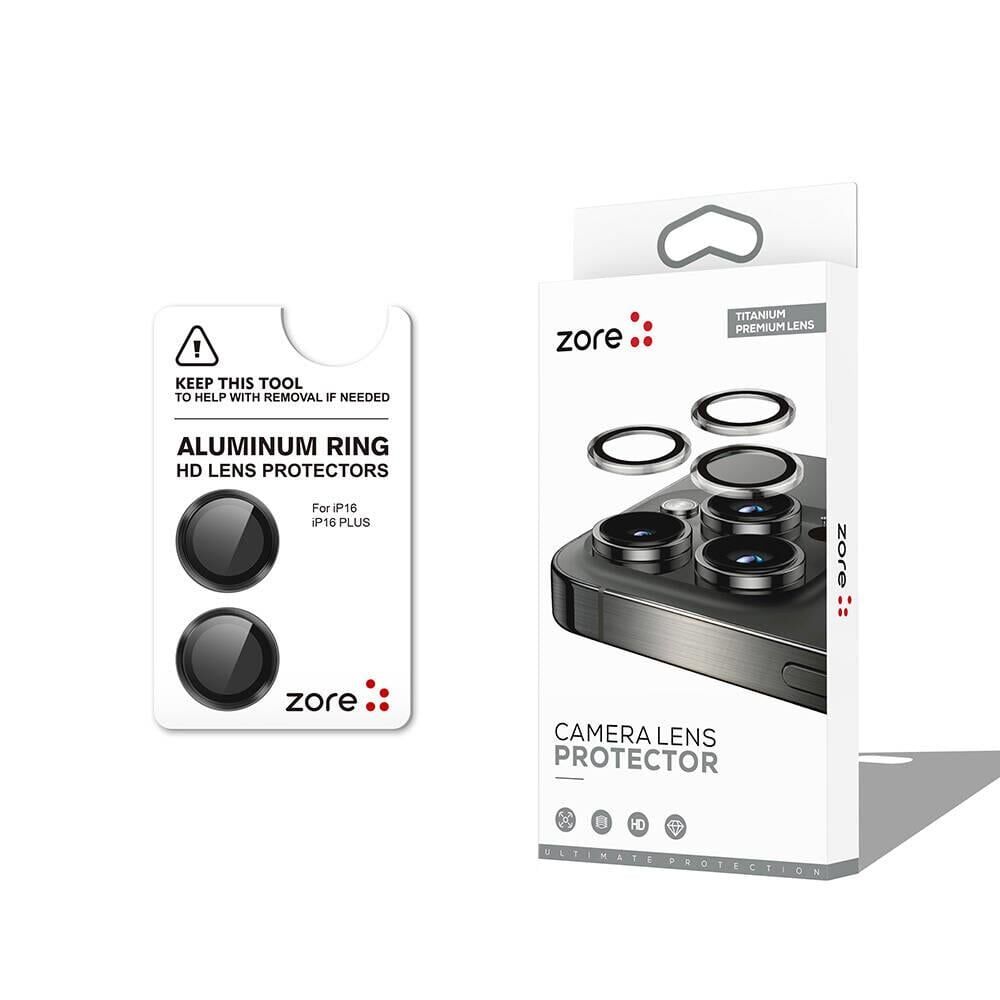 ZORE APPLE iPhone 16 16 Plus Siyah CL-12 Premium Safir Parmak İzi Bırakmayan Anti-Reflective Kamera Lens Koruyucu