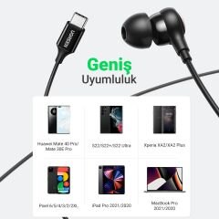UGREEN 30638 EP103 Type-C USB-C Mikrofonlu Kulakiçi Kablolu Kulaklık Siyah
