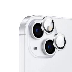 ZORE APPLE iPhone 14 14 Plus Gümüş CL-12 Premium Safir Parmak İzi Bırakmayan Anti-Reflective Kamera Lens Koruyucu