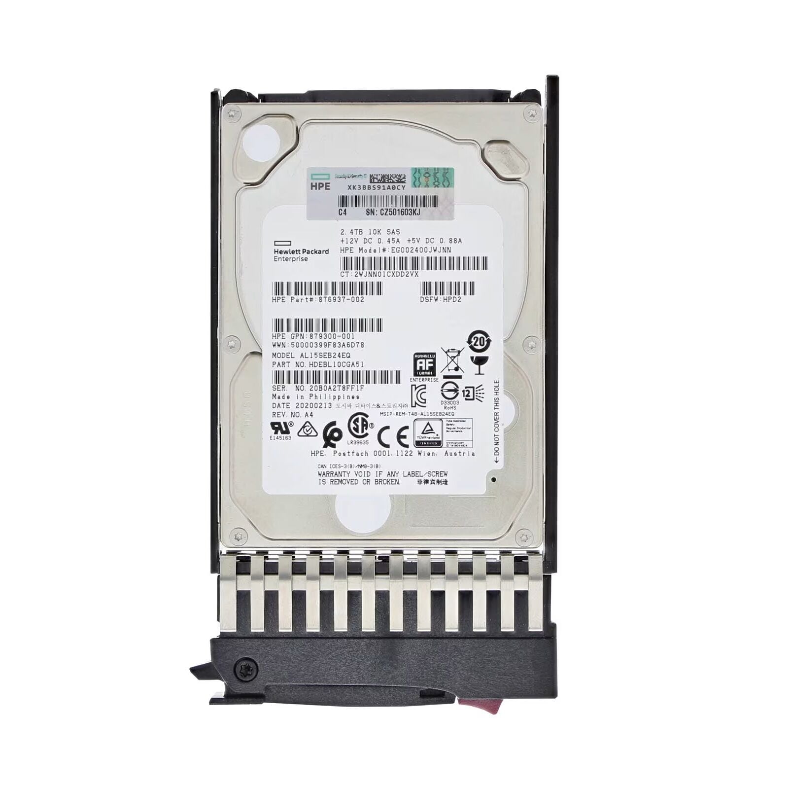 HPE 2.4TB 10K 12G SAS 2.5 inç Server Sunucu Harddisk EG002400JWJNN AL15SEB24EQ HDEBL10CKA51 P28352-B21 876937-002 P76275-546