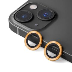 ZORE APPLE iPhone 14 14 Plus Gold CL-12 Premium Safir Parmak İzi Bırakmayan Anti-Reflective Kamera Lens Koruyucu