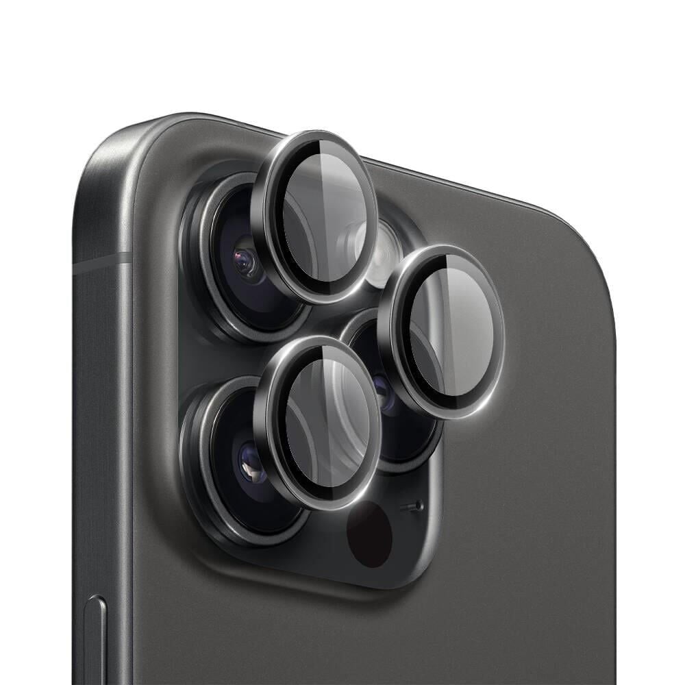 WİWU APPLE iPhone 15 Pro Black Titanium LG-004 PVD Lens Guard Metal Kamera Lens Koruyucu