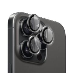 WİWU APPLE iPhone 15 Pro Black Titanium LG-004 PVD Lens Guard Metal Kamera Lens Koruyucu