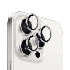 WİWU APPLE iPhone 15 Pro White Titanium LG-004 PVD Lens Guard Metal Kamera Lens Koruyucu
