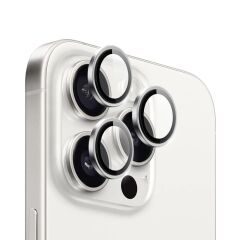WİWU APPLE iPhone 15 Pro Max White Titanium LG-004 PVD Lens Guard Metal Kamera Lens Koruyucu