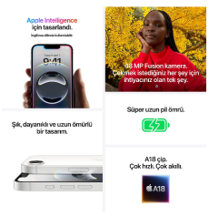 APPLE iPhone 16e 256GB Beyaz Cep Telefonu MD1W4TU/A (Apple TÜRKİYE Garantili)