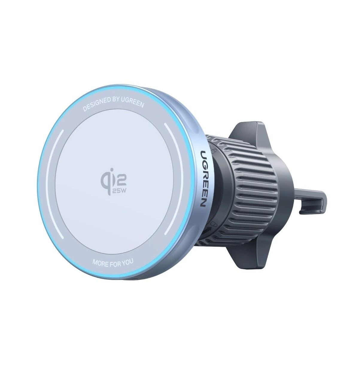 UGREEN 55967 W758 MagFlow Qi2.2 25W MagSafe Uyumlu 360 Derece Döner Başlıklı Manyetik Kablosuz Hızlı Araç Şarj Cihazı ve Cep Telefonu Tutucu Gümüş