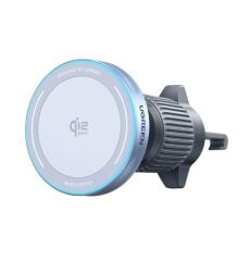 UGREEN 55967 W758 MagFlow Qi2.2 25W MagSafe Uyumlu 360 Derece Döner Başlıklı Manyetik Kablosuz Hızlı Araç Şarj Cihazı ve Cep Telefonu Tutucu Gümüş