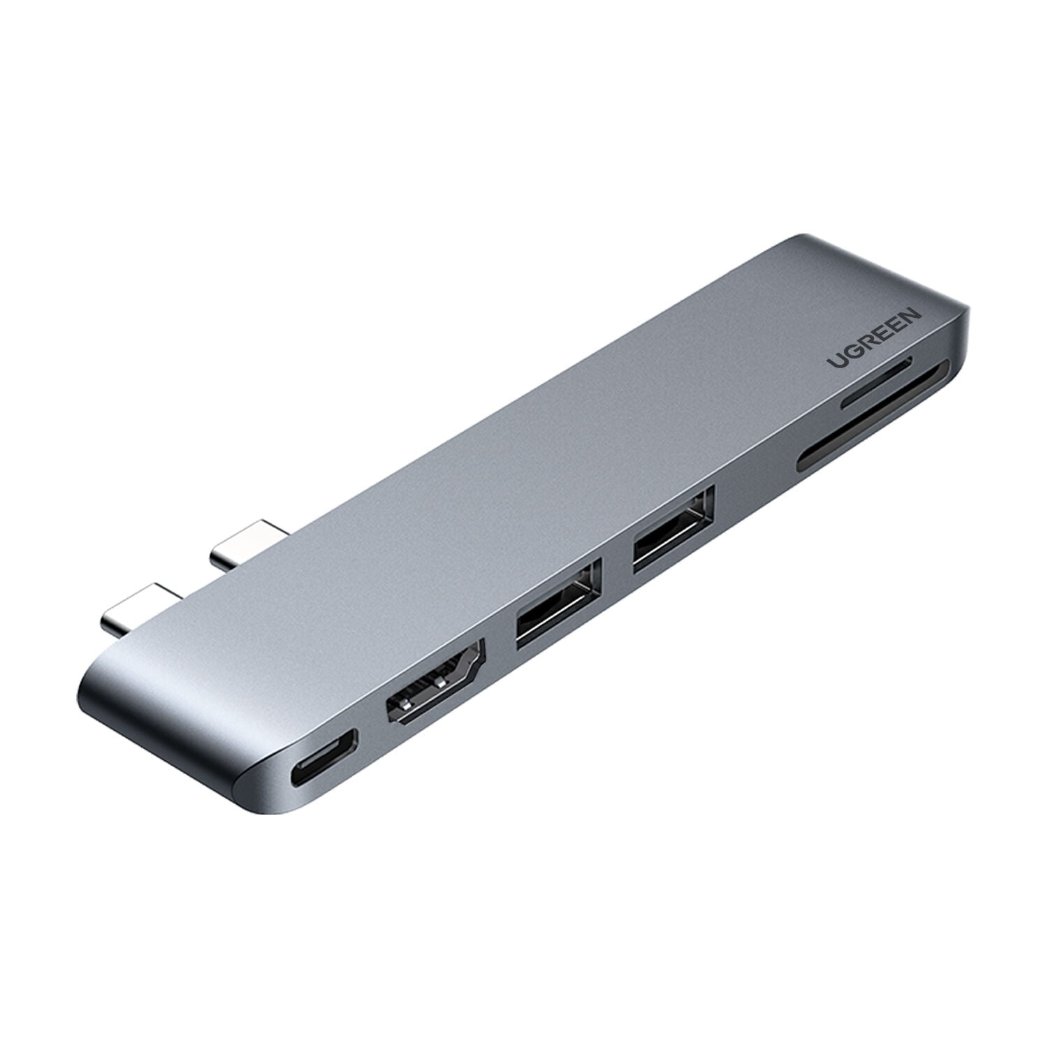 UGREEN 80856 CM380 6 in 2 USB-C Thunderbolt 3 40Gbps 6K 100W PD HDMI 4K 30Hz 2xUSB 3.0 10Gbps SD / TF Kart Okuyuculu MacBook Air Pro Çok Fonksiyonlu Adaptör Gümüş