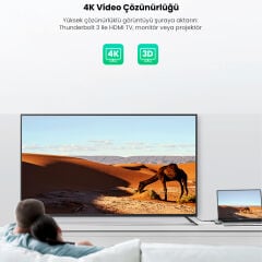 UGREEN 80856 CM380 6 in 2 USB-C Thunderbolt 3 40Gbps 6K 100W PD HDMI 4K 30Hz 2xUSB 3.0 10Gbps SD / TF Kart Okuyuculu MacBook Air Pro Çok Fonksiyonlu Adaptör Gümüş