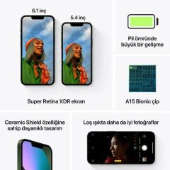APPLE iPhone 13 128GB Siyah Cep Telefonu MLPF3TU/A (Apple TÜRKİYE Garantili)