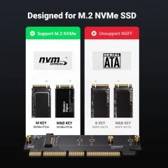 UGREEN 30715 CM465 PCIe 4.0 Gen4 x16 to 64Gbps M-Key 2230/2242/2260/2280 M.2 NVMe SSD Dönüştürücü Adaptör Kartı Soğutuculu