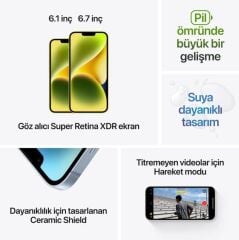 APPLE iPhone 14 256GB Beyaz Yıldız Işığı Cep Telefonu MPW43TU/A (Apple TÜRKİYE Garantili)